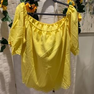 NWOT Off Shoulder Top with Laser Cut Details